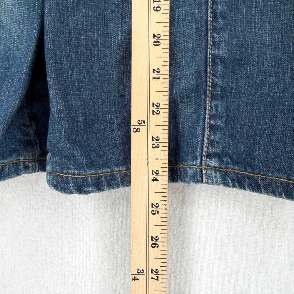 LEVIS Vintage Y2K Denim Skirt Women 28 Blue Pleated Midi Distressed USA Made - Picture 13 of 14